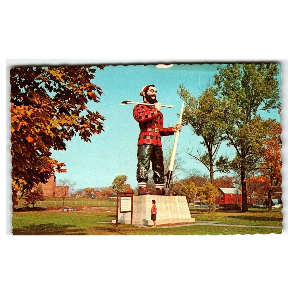 Paul Bunyan Statue Bangor Maine Vintage Postcard Dexter Press Natural Color